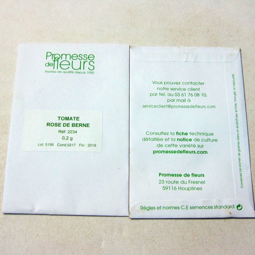 Example of Tomato Rose de Berne per pack of 50 seeds (0,2g) specimen as delivered