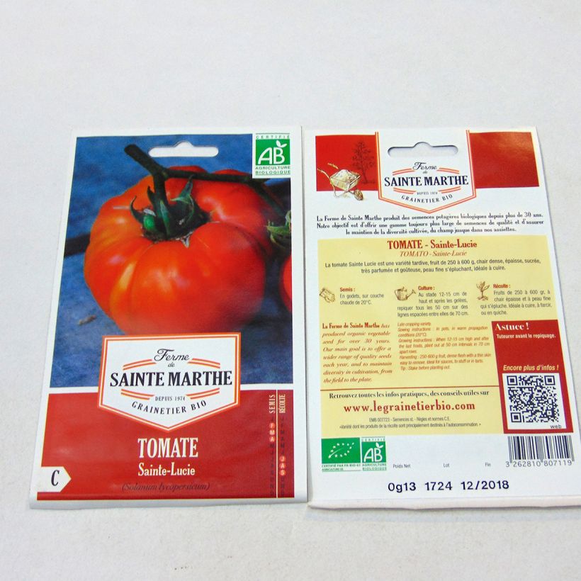 Example of Sainte Lucie Organic Tomato - Ferme de Sainte Marthe seeds specimen as delivered