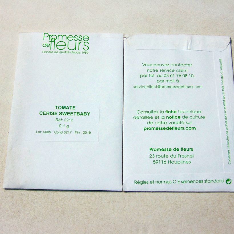 Example of Sweetbaby Cherry Tomato per pack of 30 seeds (0,1g) specimen as delivered