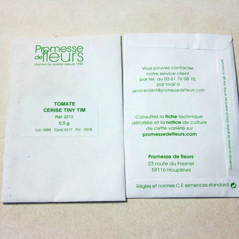 Example of Tiny Tim Cherry Tomato per pack of 250 seeds (0,5g) specimen as delivered