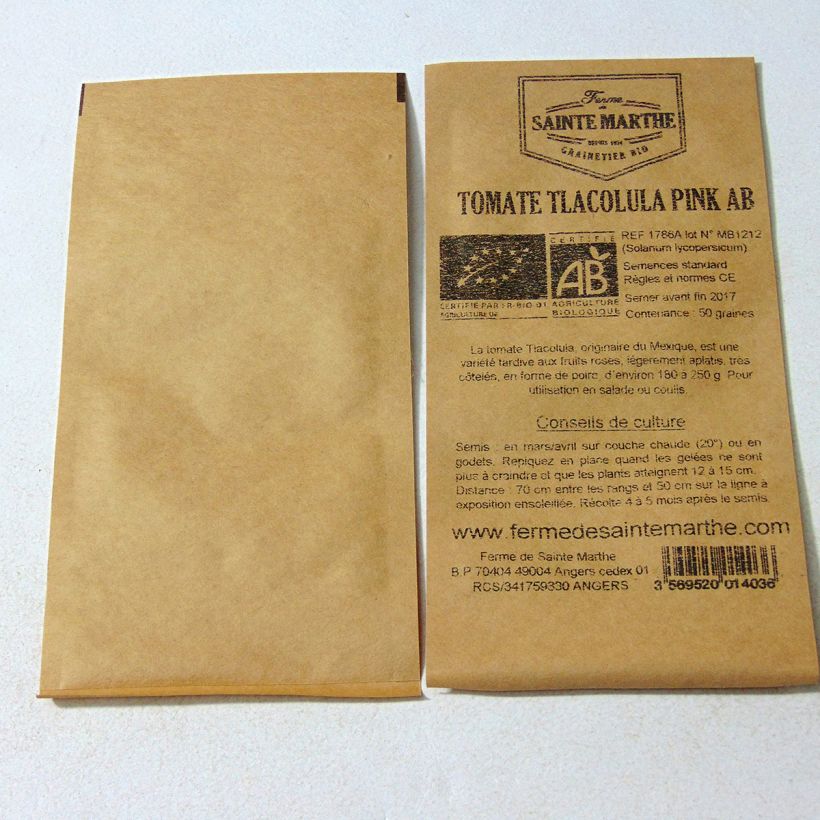 Example of Tlacolula Pink Organic Tomato - Ferme de Sainte Marthe seeds per pack of 50 seeds specimen as delivered