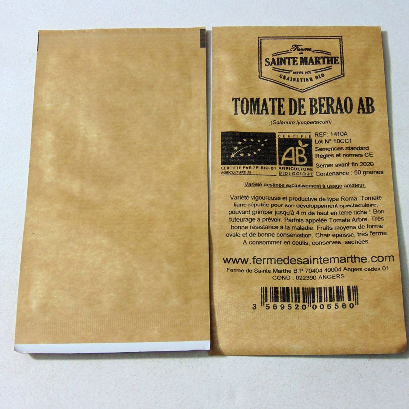 Example of Berao Organic Tomato - Ferme de Sainte Marthe seeds per pack of 50 seeds specimen as delivered