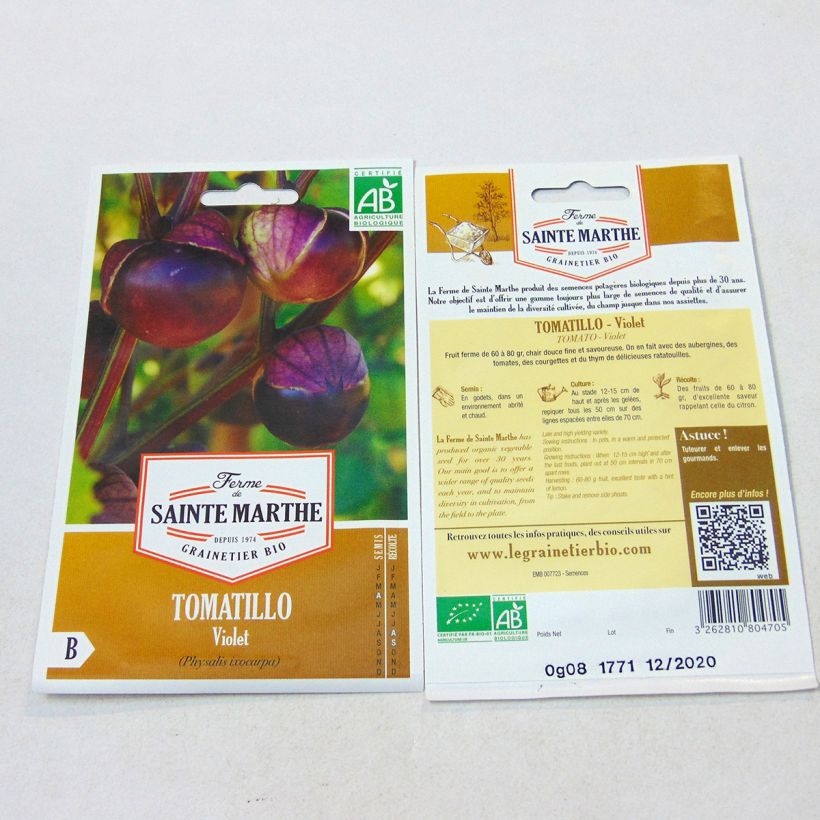 Example of Purple Tomatillo - Ferme de Sainte Marthe seeds per pack of 30 seeds specimen as delivered