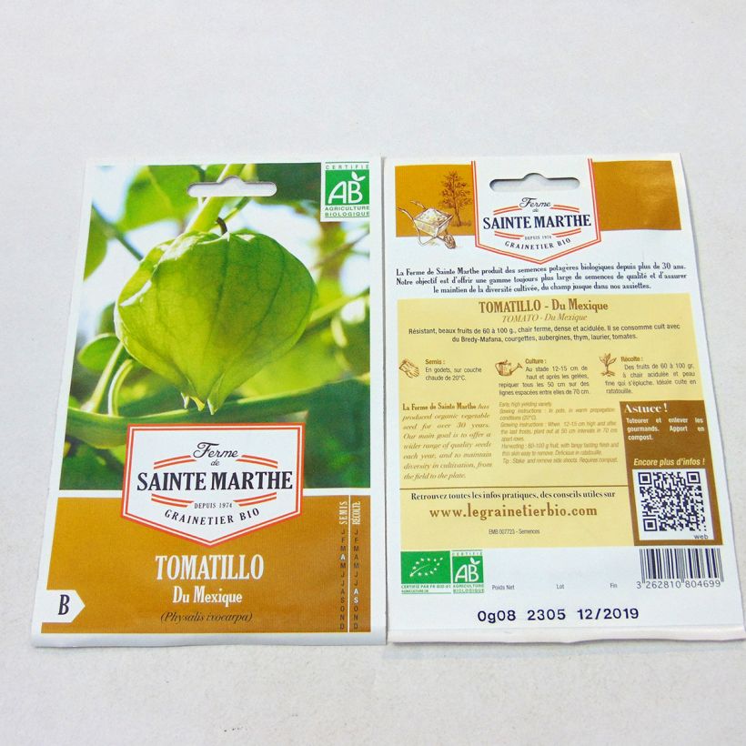 Example of Mexican Tomatillo - Ferme de Sainte Marthe seeds per pack of 50 seeds specimen as delivered