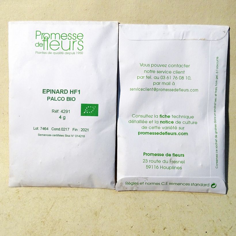 Example of Spinach Palco F1 per pack of 400 seeds (4g) specimen as delivered