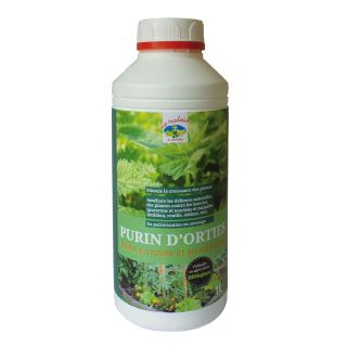 Nettle liquid fertiliser in a 1 L bottle