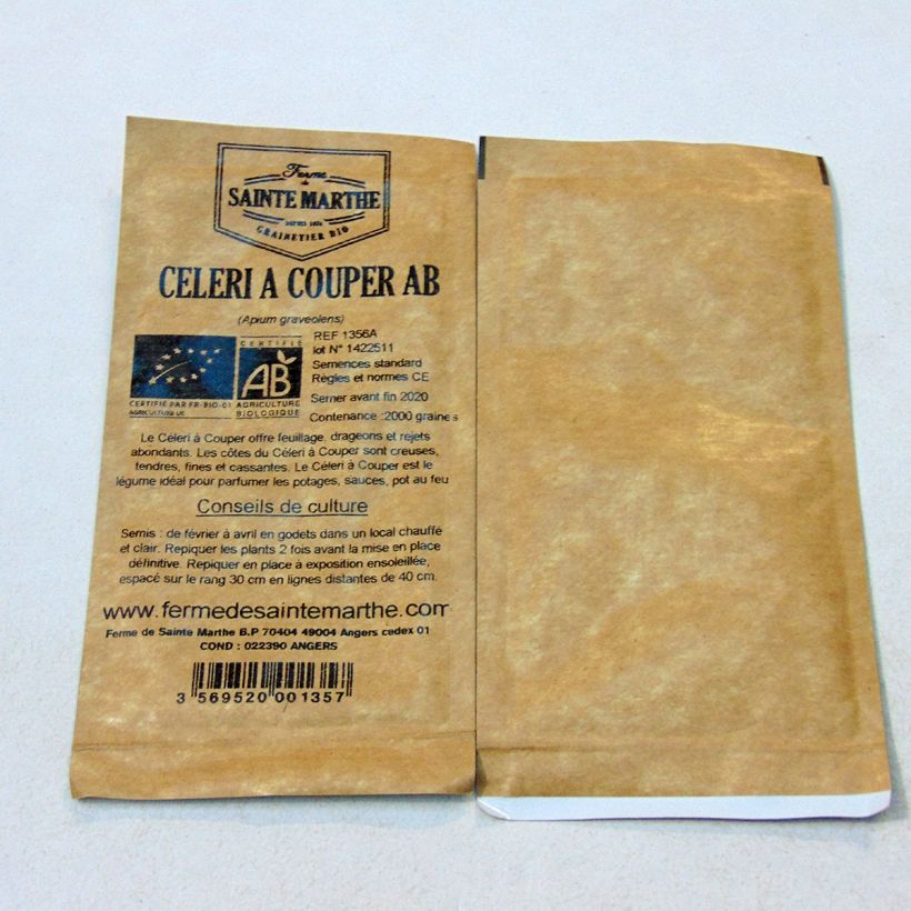 Example of Leaf Celery - Ferme de Sainte Marthe Seeds per pack of 1300 seeds (0.78g) specimen as delivered