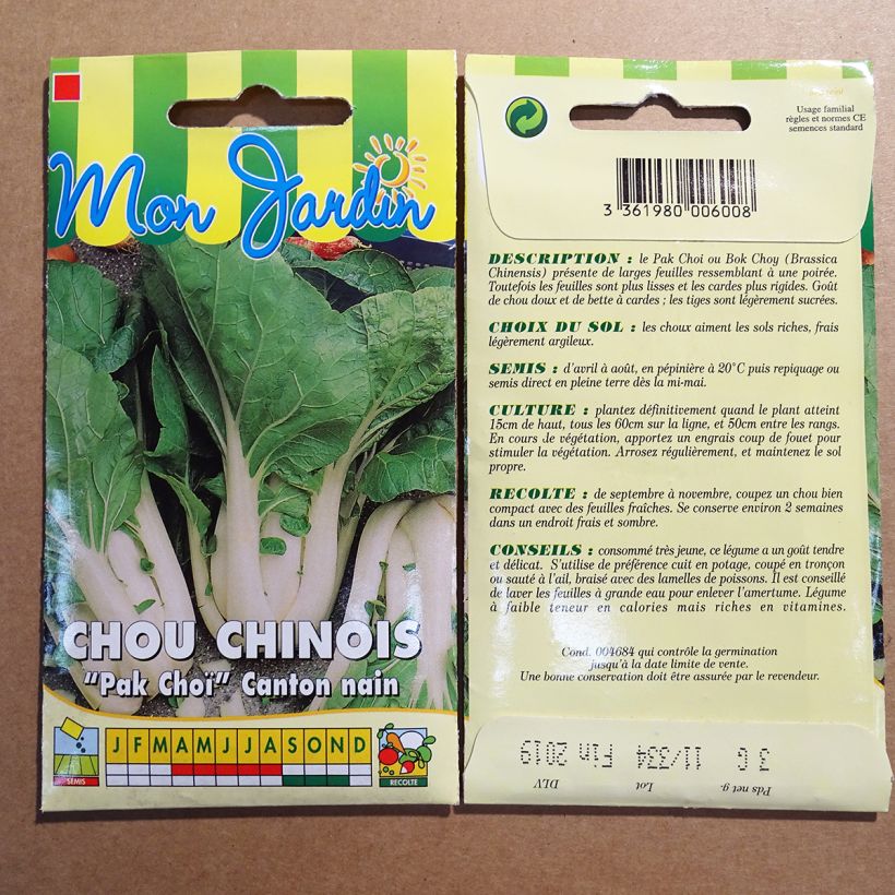 Example of Pak Choi Chinese Cabbage Canton Dwarf - Brassica pekinensis per pack of 150 seeds (3g) specimen as delivered