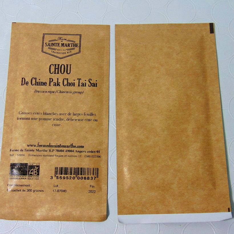 Example of Chinese cabbage Taisai - Pak Choi - Ferme de Sainte Marthe Seeds per pack of 300 seeds specimen as delivered