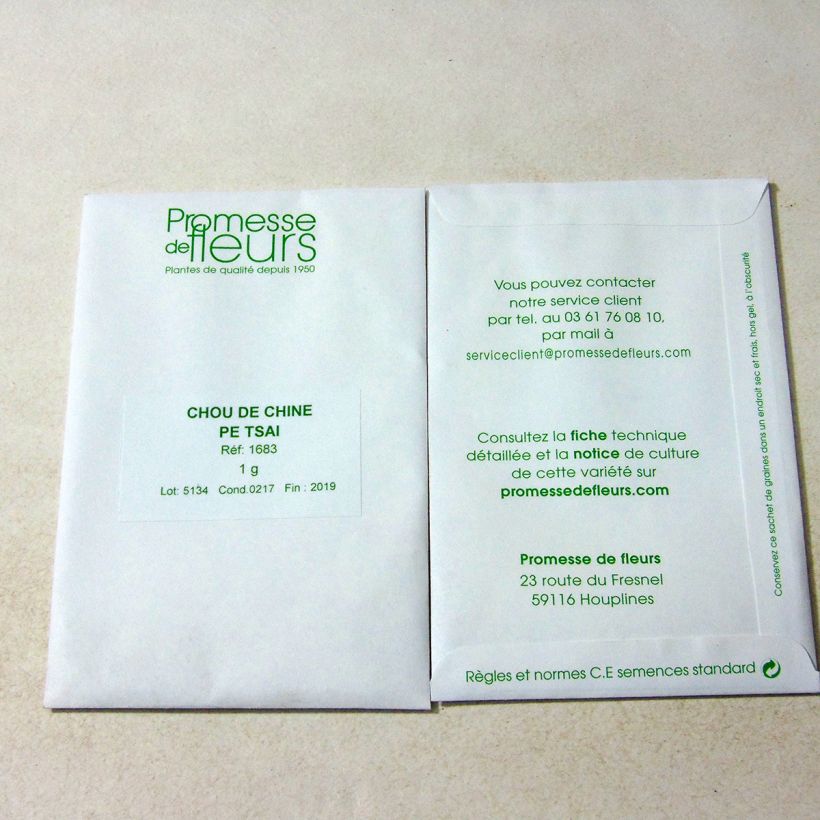 Example of Napa Cabbage - Pe-Tsai per pack of 400 seeds (1g) specimen as delivered