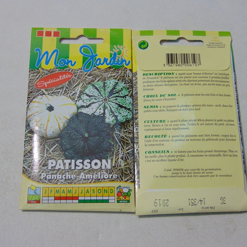 Example of Patty Pan Squash Variegated - Cucurbita pepo per pack of 20 seeds (3g) specimen as delivered