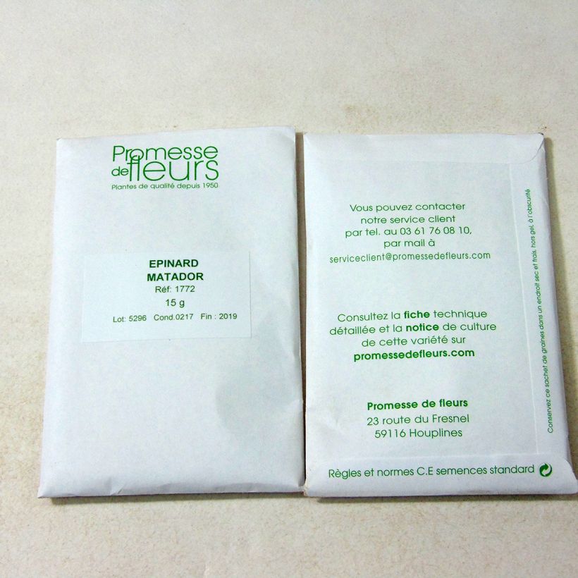 Example of Spinach Matador per pack of 1000 seeds (15g) specimen as delivered