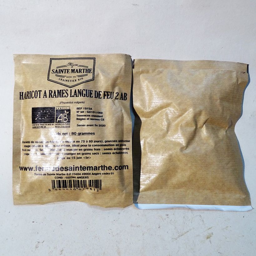 Example of Pole Bean Borlotto Firetongue 2 - Ferme de Sainte Marthe Seeds per pack of 160 seeds (80g) specimen as delivered