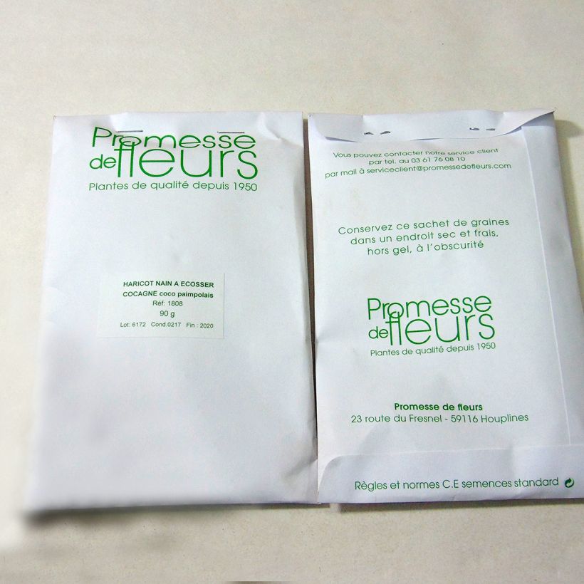 Example of Bush Dry Bean Cocagne - Coco Paimpolais per pack of 150 seeds (90g) specimen as delivered