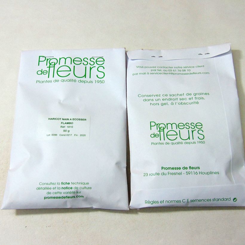 Example of Bush Shell Bean Flambo per pack of 150 seeds (90g) specimen as delivered