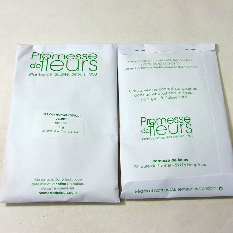 Example of Dwarf Filet Bean Delinel per pack of 220 seeds (90g) specimen as delivered