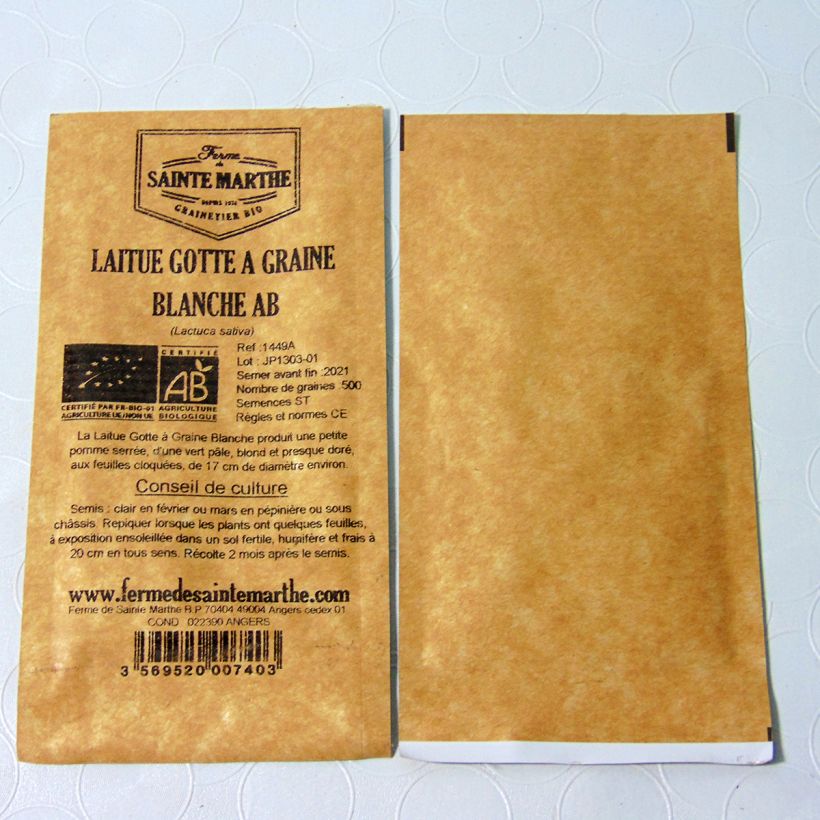 Example of Butterhead Lettuce White seeded Gotte - Ferme de Sainte Marthe seeds per pack of 500 seeds specimen as delivered