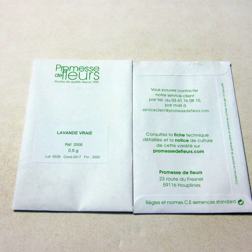 Example of Lavandula angustifolia  per pack of 400 seeds (0,5g) specimen as delivered