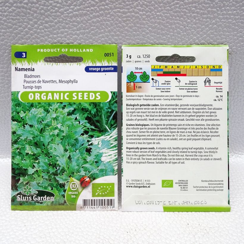 Example of Turnip-tops Namenia per pack of 1250 seeds (3g) specimen as delivered