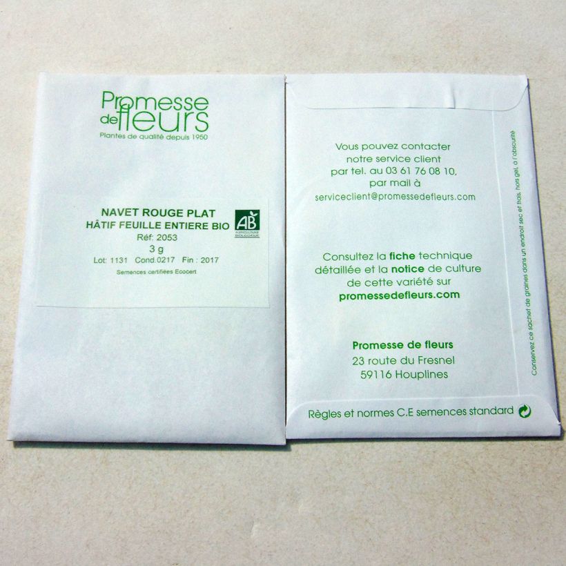 Example of Turnip Early Flat Red - Milan type per 5 g seed pack specimen as delivered