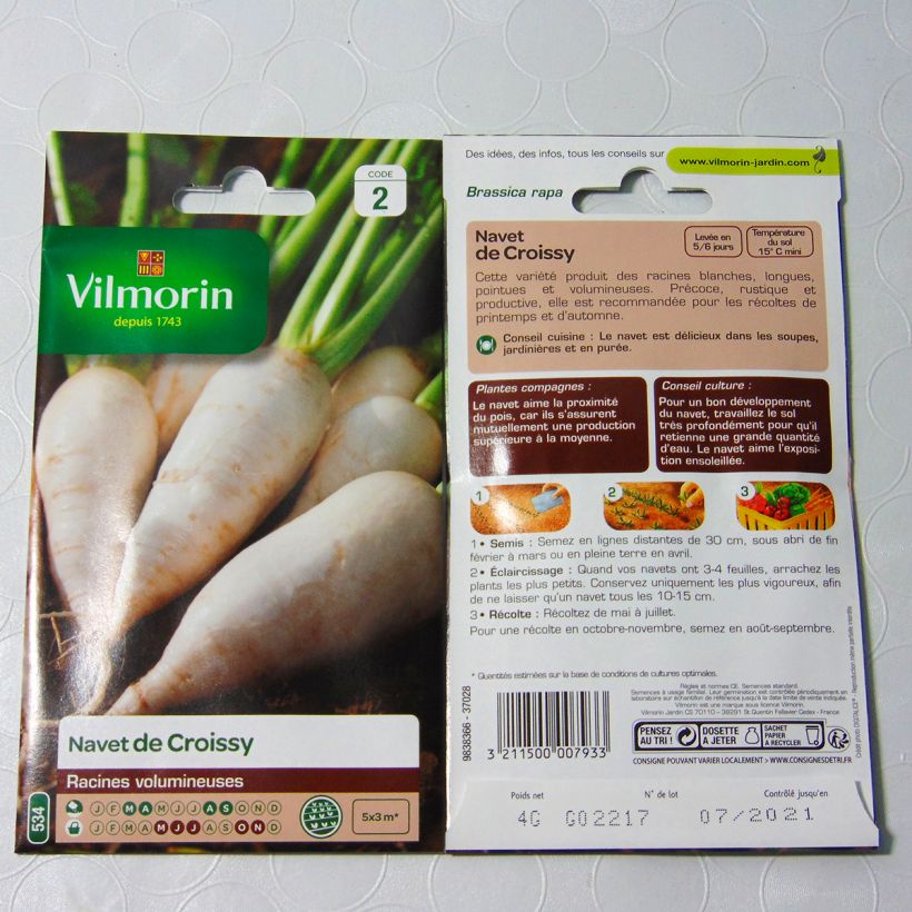 Example of Turnip De Croissy - Vilmorin Seeds per pack of 1200 seeds (4g) specimen as delivered
