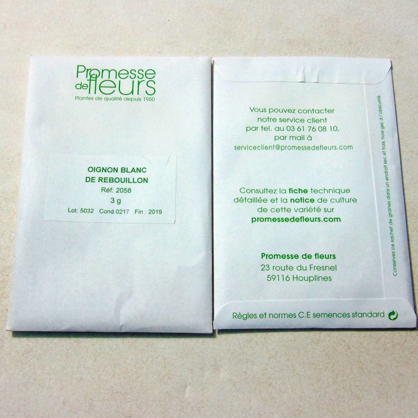 Example of White Onion De Rebouillon per pack of 600 seeds (3g) specimen as delivered