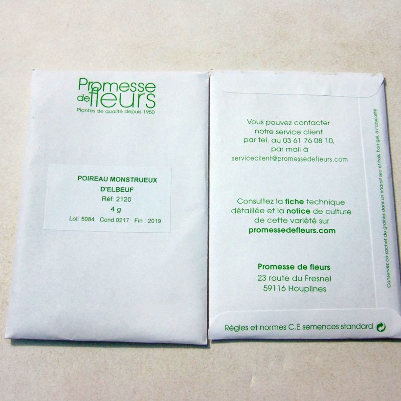 Example of Monstruex d'Elbeuf Leek seeds - Allium porrum per pack of 1000 seeds (4g) specimen as delivered
