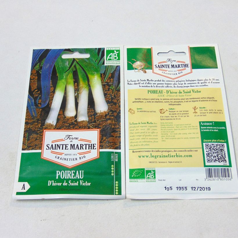 Example of Leek De Saint Victor - Ferme de Sainte Marthe Seeds per pack of 400 seeds (1g) specimen as delivered