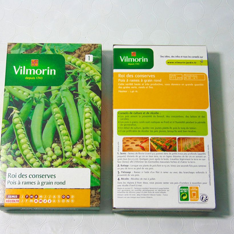 Example of Pea Roi des Conserves - Vilmorin Seeds per pack of 600 seeds (200g) specimen as delivered