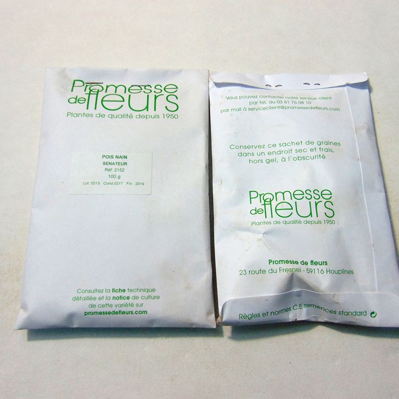 Example of Pea Sénateur per pack of 250-350 seeds (100g) specimen as delivered