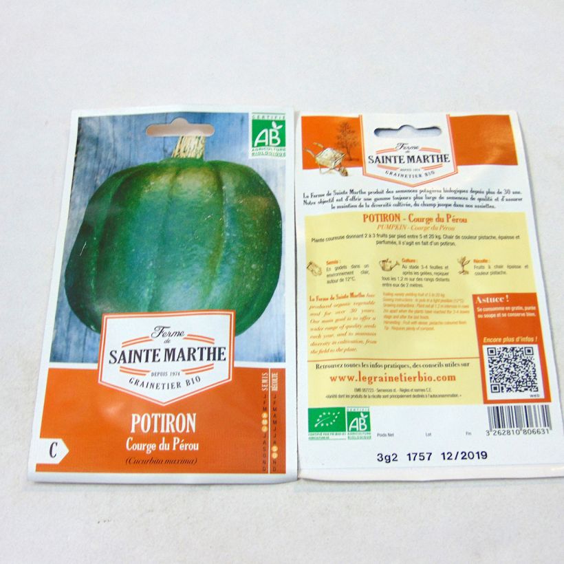 Example of Peruvian Squash - Ferme de Sainte Marthe Seeds per pack of 10 seeds (3g) specimen as delivered