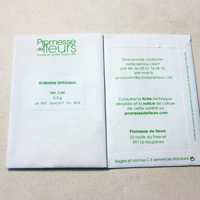 Example of Rosmarinus officinalis  per pack of 200 seeds (0,3g) specimen as delivered