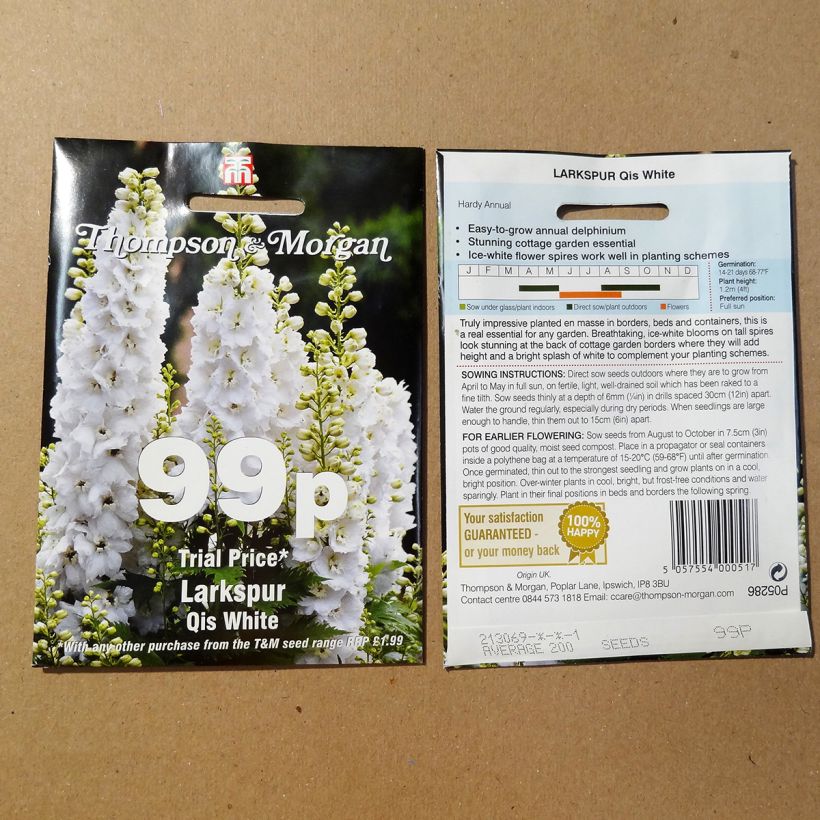 Example of Giant Larkspur Qis White Seeds - Annual Delphinium per pack of 300 seeds (1g) specimen as delivered