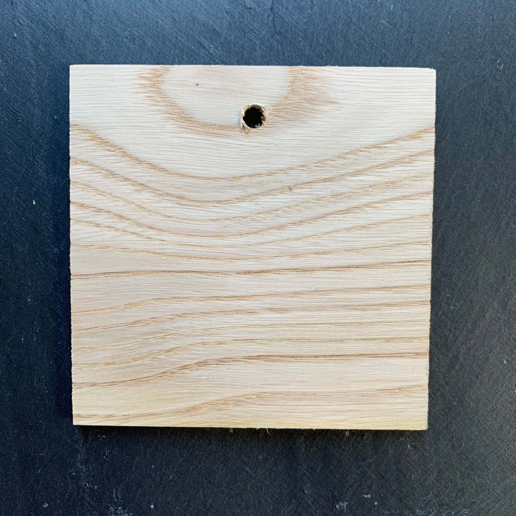 Square chestnut wood hanging label 9.5 x 9.5 cm