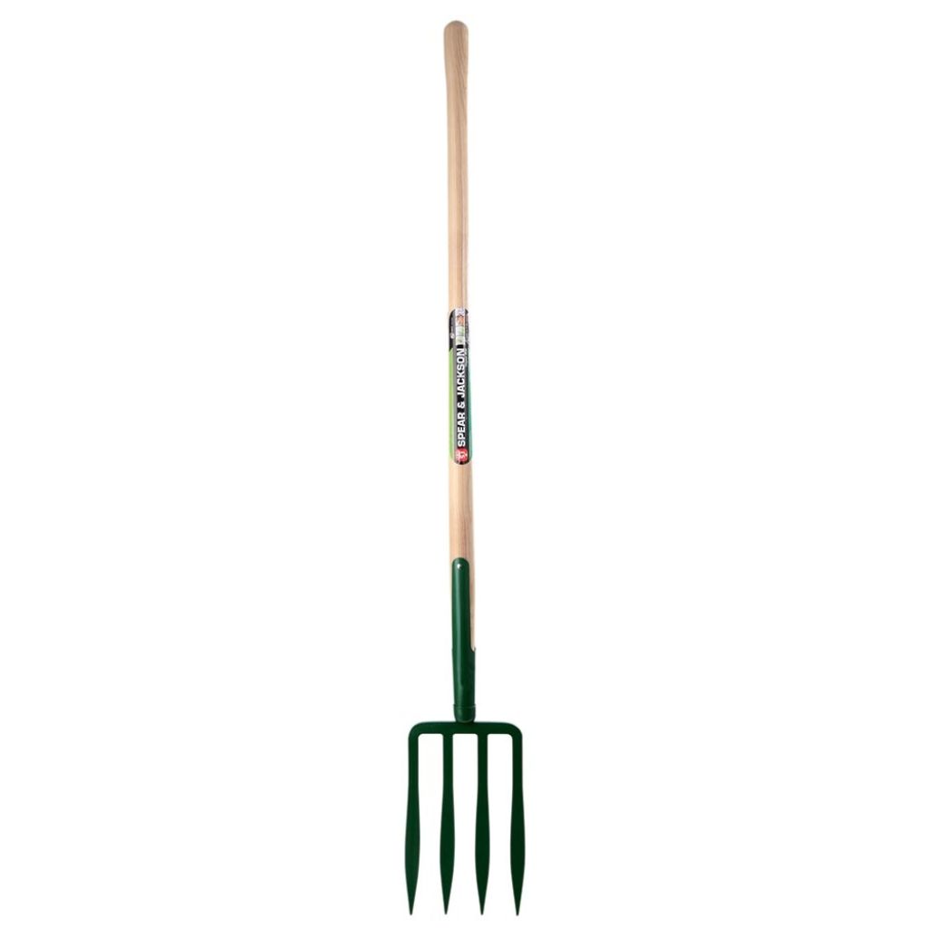 Spear & Jackson 23cm Spatulate 4-Tine Fork with Wooden Handle
