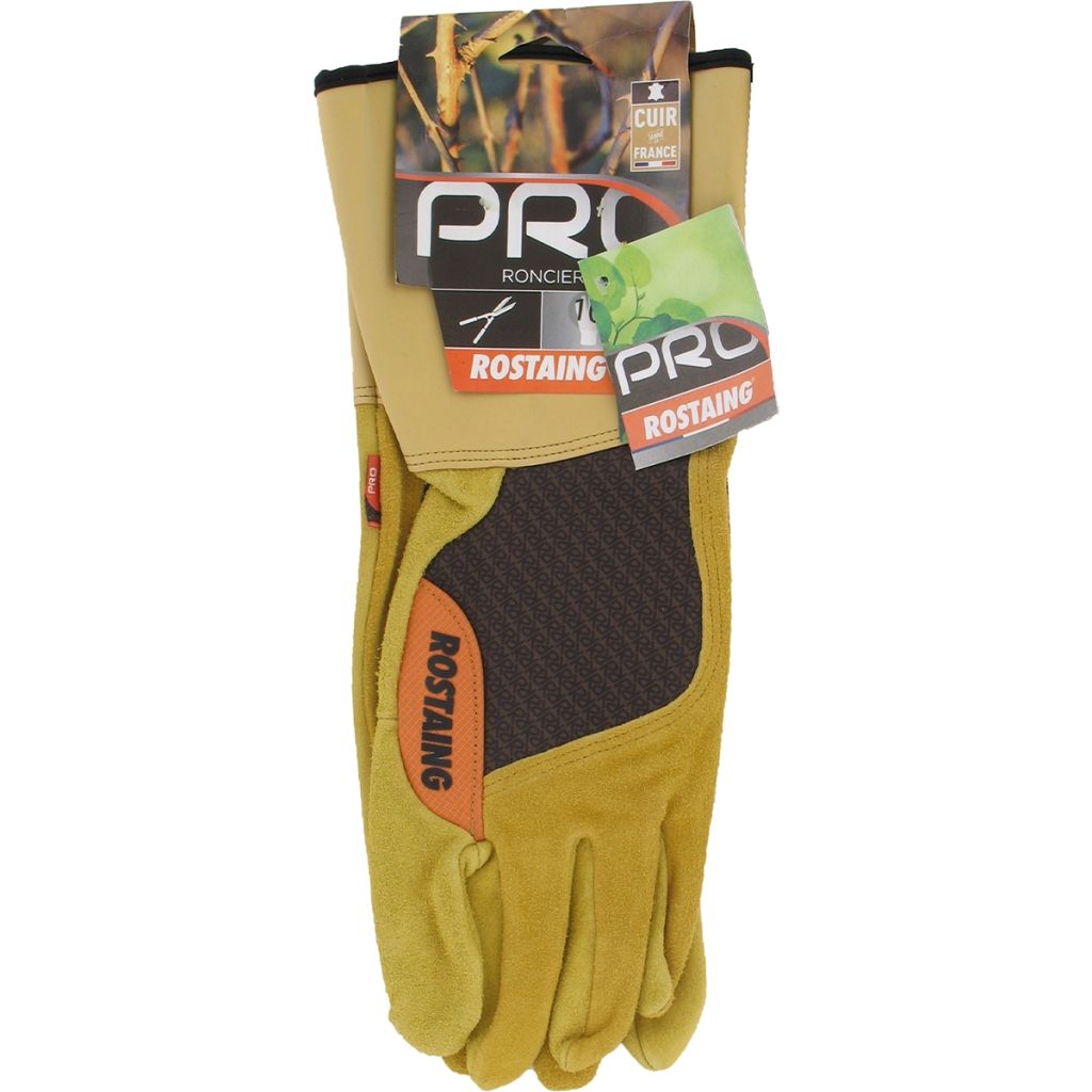 Rostaing Roncier clearing gloves brown leather palm