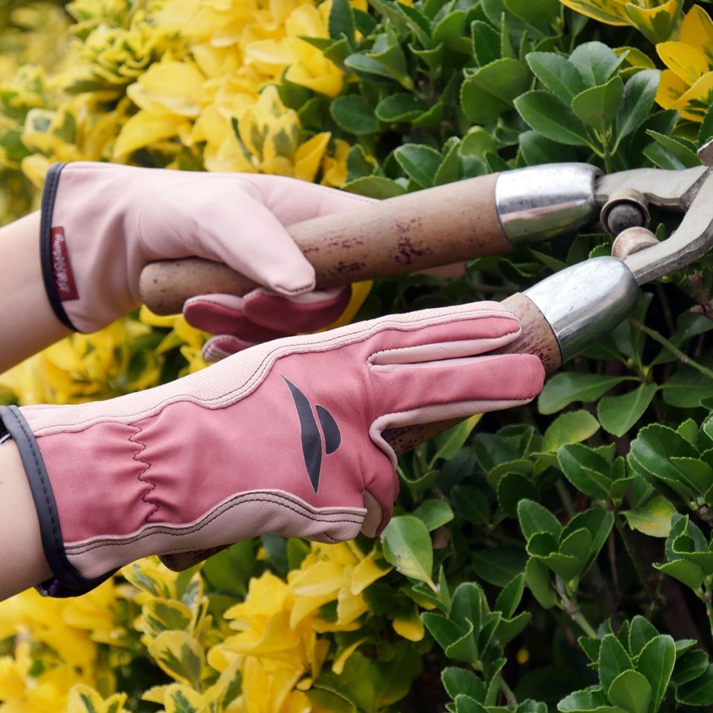 Durable Garden Gloves with Leather Palm - Miss Rostaing (Pink)