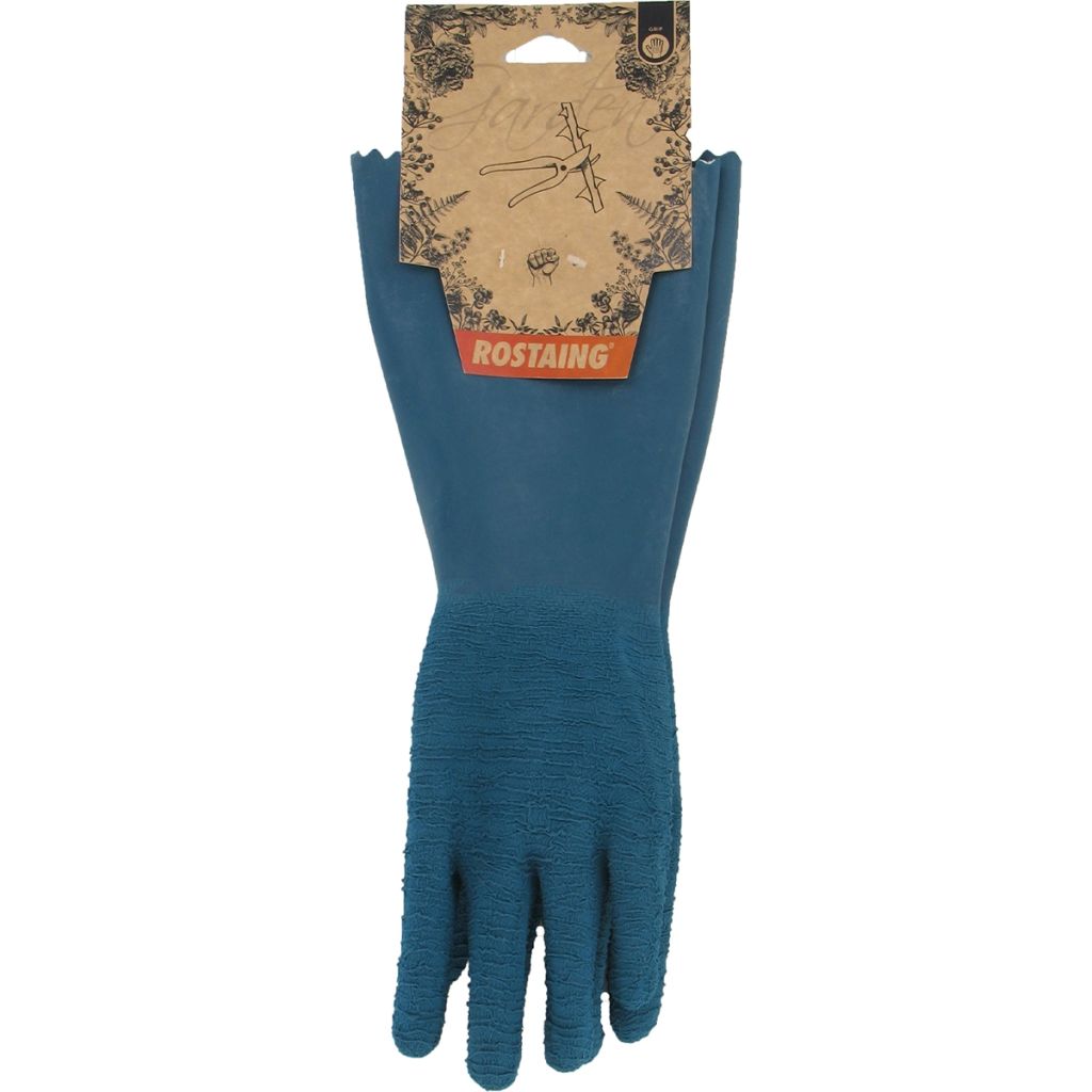 Rostaing long pruning gloves for roses and small thorny plants, ProtectMax blue.