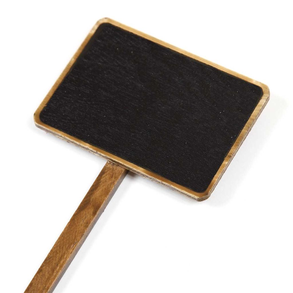 Rectangular 7 x 5 cm stained wood and slate plant label by La Cordeline - Height: 27.5 cm - pack of 5
