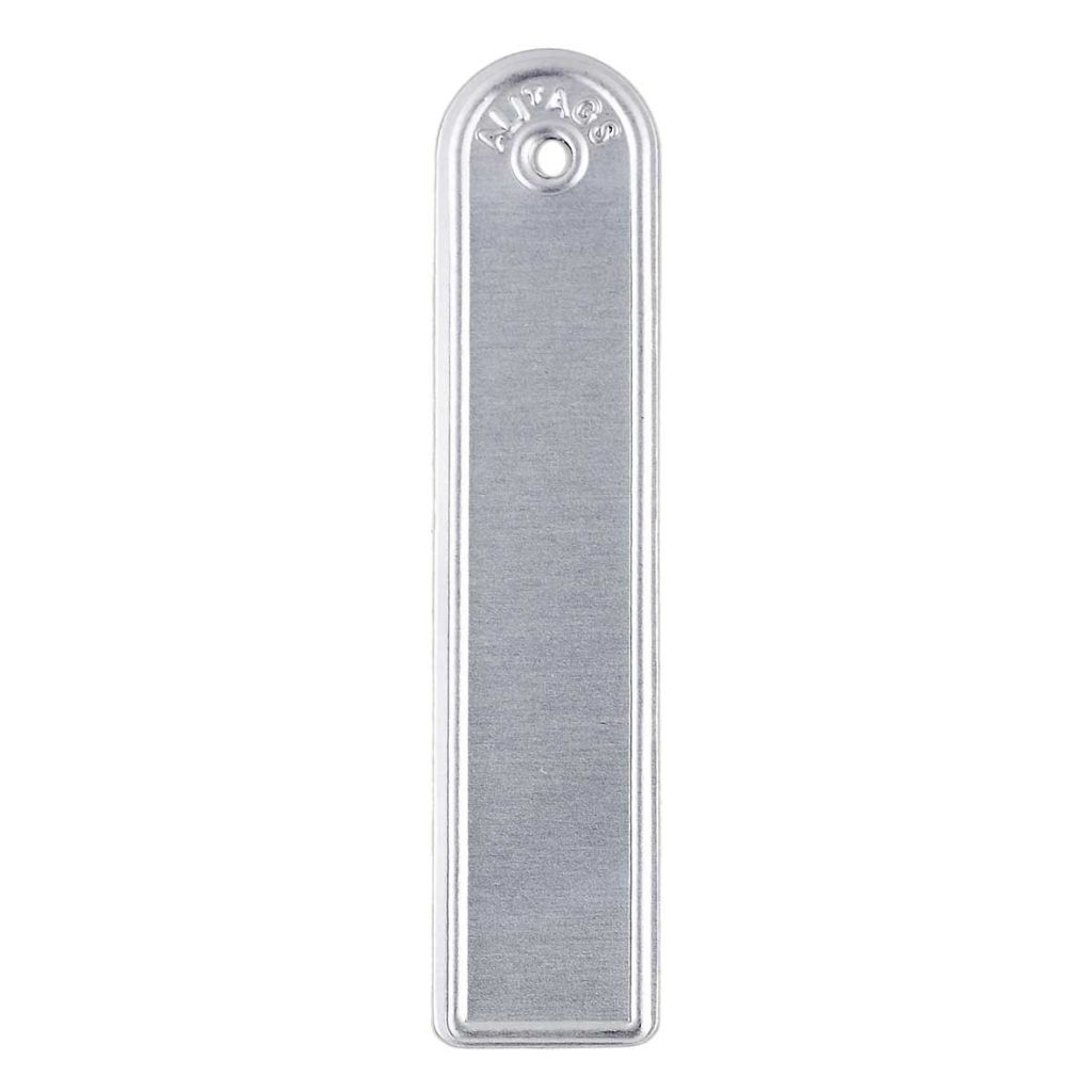 Aluminium hanging tag 10 x 2.2cm - sold in packs of 5