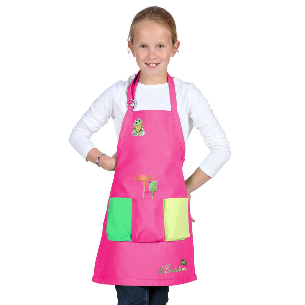 Garden apron for children in fuchsia pink, size 6-8 years, 100% Cotton