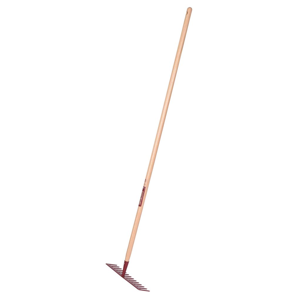 Leborgne Terracotta 14-tine Forged Rake with Wooden Handle