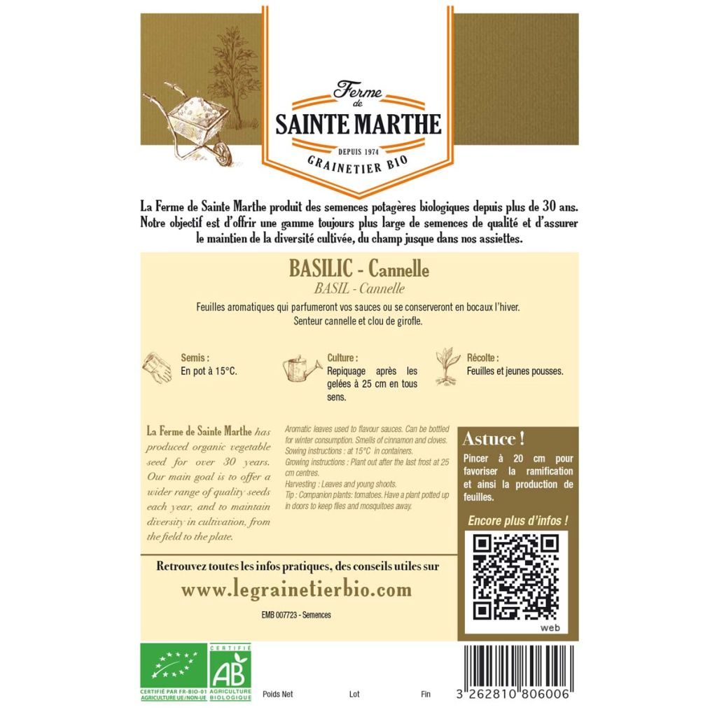 Cinnamon Basil - Ferme de Sainte Marthe seeds