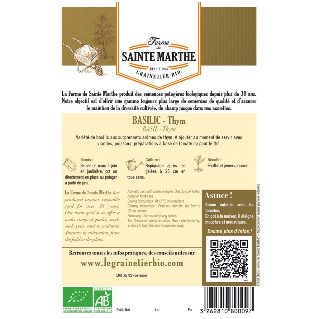 Thai Basil - Ferme de Sainte Marthe Seeds