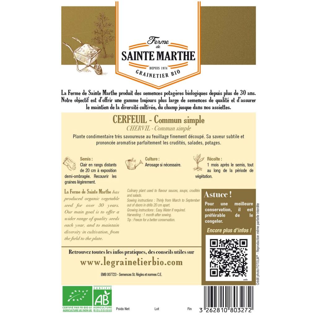 Chervil - Ferme de Sainte Marthe Seeds