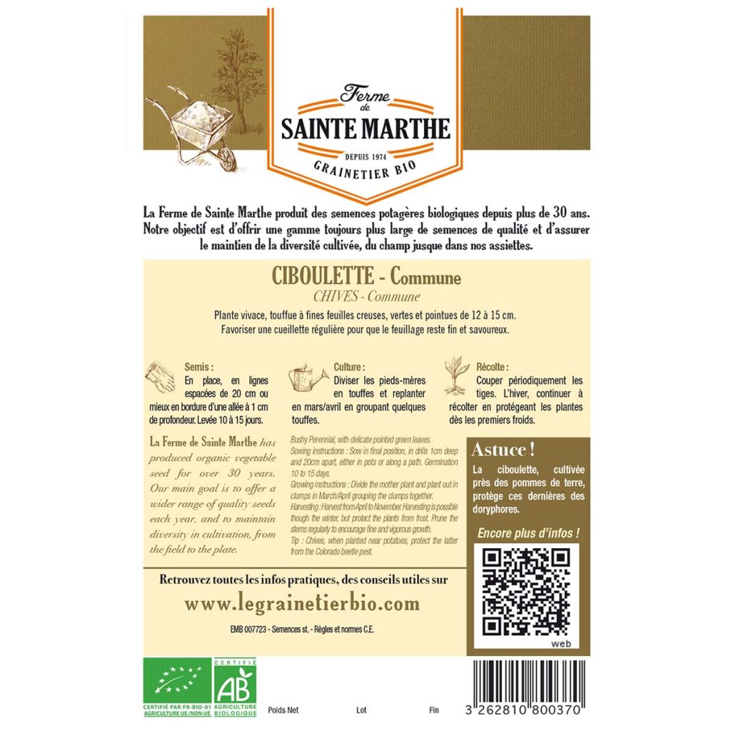 Common Chives - Ferme de Sainte Marthe seeds