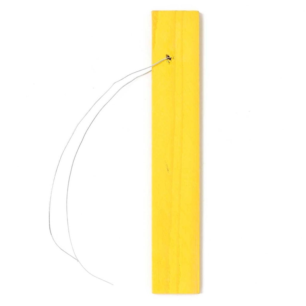 Yellow wooden hanging tag