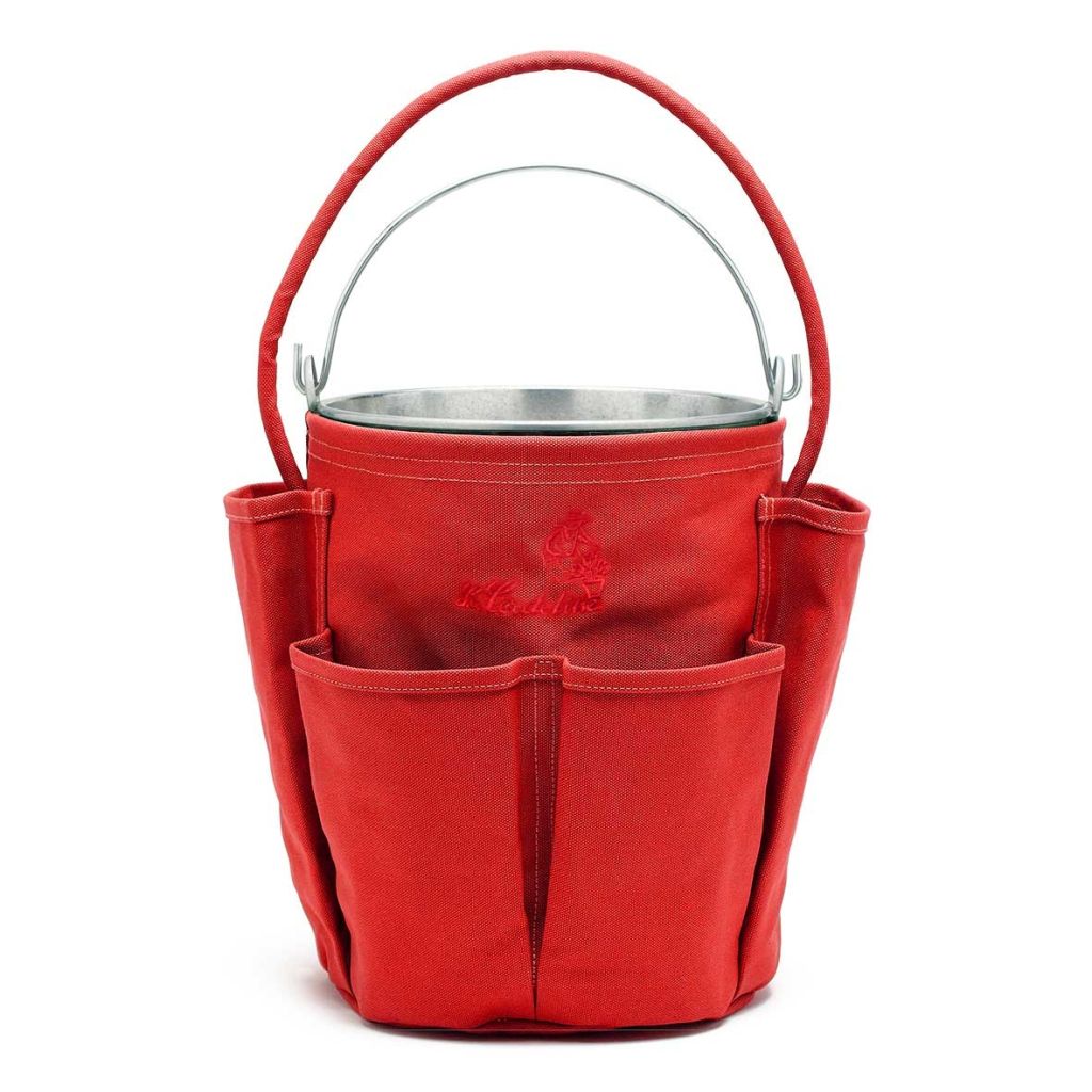 Water Bucket Bag with 6 Pockets, Embroidered, with a 13 L Galvanised Steel Bucket