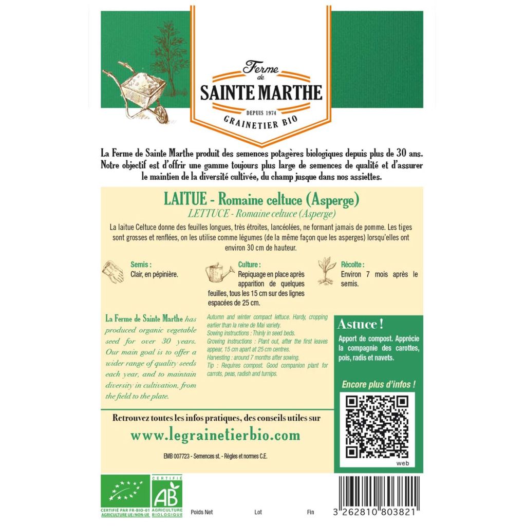 Celtuce - Ferme de Sainte Marthe seeds