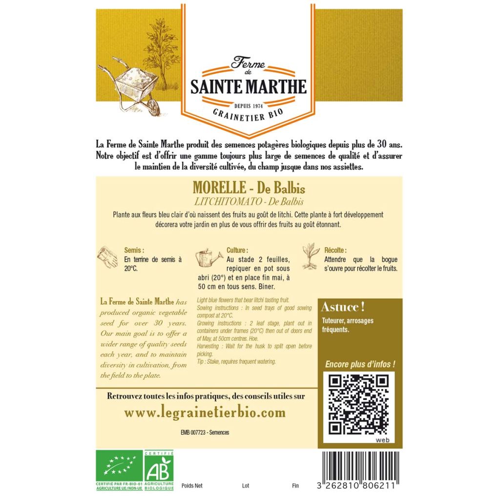Organic Balbis Nightshade - Ferme de Sainte Marthe seeds
